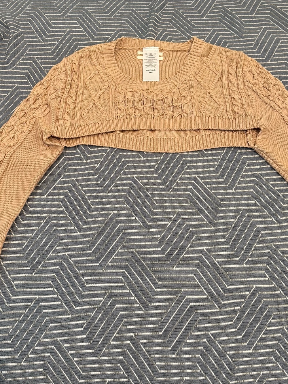 Anthropologie Textured Cable Knit Bolero, Balletcore Sweater - Beige, M - Picture 6 of 10